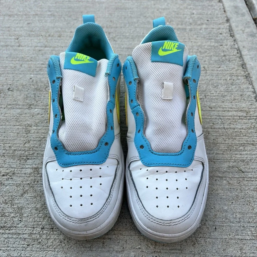 Nike Court Borough Low GS Size 6Y White Teal Volt‎ Sneaker Womens 7.5